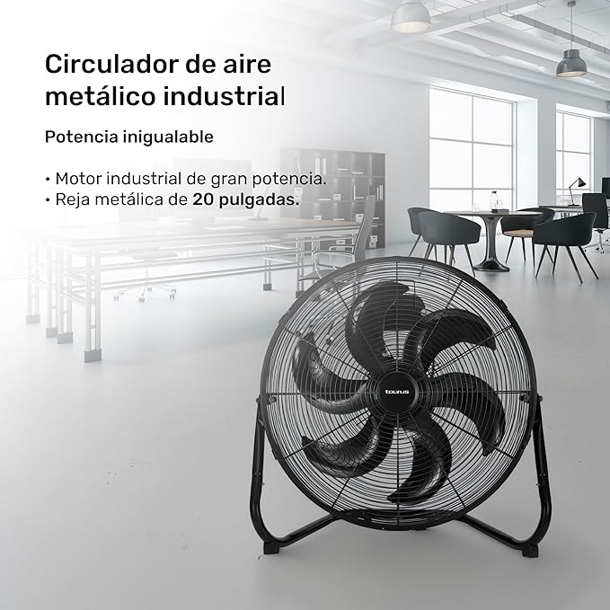 Taurus FLASH 20” Industrial Floor Fan | High Velocity Metal Grill Fan with Aerodynamic Plastic Blades | Powerful Quiet Air Circulator for Garage, Patio, Gym or Workshop, Adjustable Tilt