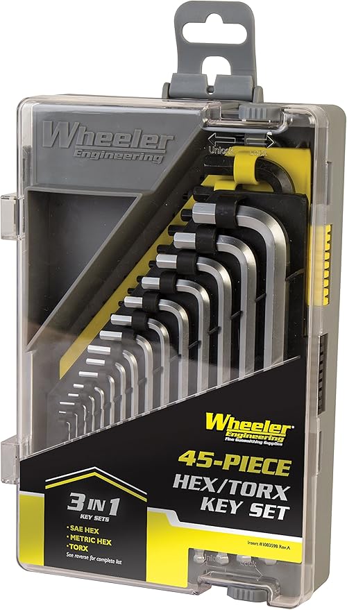 Wheeler Engineering 45-Piece SAE/Metric Hex and Torx Key Set with Storage Case for Gunsmithing and Firearm Maintenance