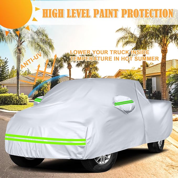 Waterproof Car Covers Replace for 2006-2024 Honda Ridgeline, 6 Layers Silver All Weather Custom-fit Car Cover with Zipper Door & Windproof Bands for Snow Rain Dust Hail Protection