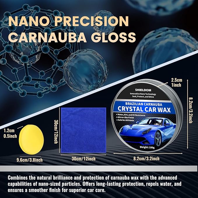 Car Wax Polish Ceramic Coating Carnauba Wax Extra Gloss Paint Sealant Polishing Long Lasting Shine Hydrophobic for Cars, Trucks, SUVs, RVs with Microfiber Towel & Applicator Pad - 3.5oz/100g
