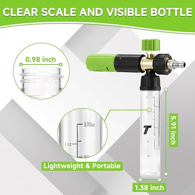 Tool Daily Short Pressure Washer Gun with Mini Foam Cannon, Dual Connector Accessory, 5 Power Washer Nozzle Tips, 1/4 Inch Quick Connect