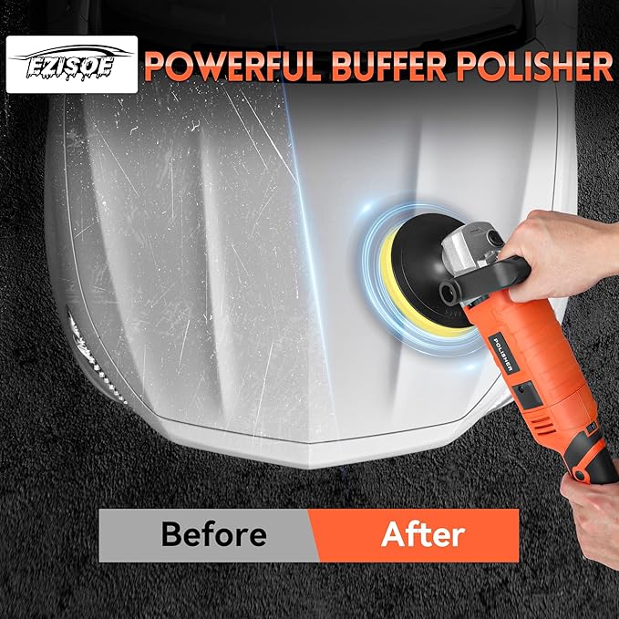 Buffer Polisher, Powerful Buffer Waxer, 7 Variable Speed 1000-3500 RPM,Rotary Polisher with 6" and 7" Backing Plate, 1580W Rotary Polisher for Car Polishing, Waxing, Glaze, Sanding