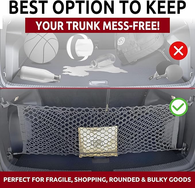 Envelope Style Trunk Mesh Cargo Net for Volkswagen Atlas Cross 2020-2025 - Car Accessories - Premium Trunk Organizers and Storage - Vehicle Carrier Organizer for Volkswagen Atlas Cross
