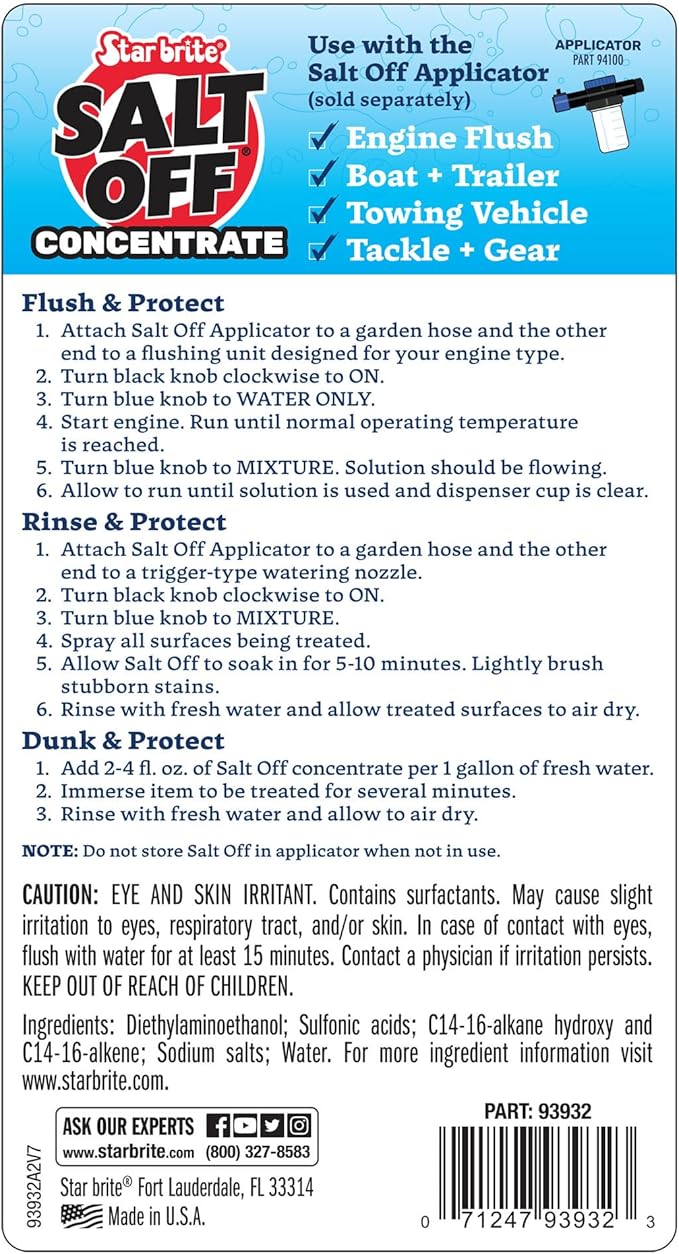 STAR BRITE Salt Off Concentrate - Ultimate Salt Remover Wash & Marine Engine Flush for Boats, Vehicles, Trailers, and More - 32 OZ (093932)