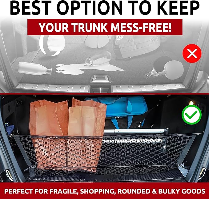 Envelope Style Trunk Mesh Cargo Net for Mercedes Benz GLK250 GLK300 GLK350 2009-2015 - Premium Trunk Organizer and Storage - Luggage Net for Crossover - Best Car Organizer for Mercedes Benz GLK