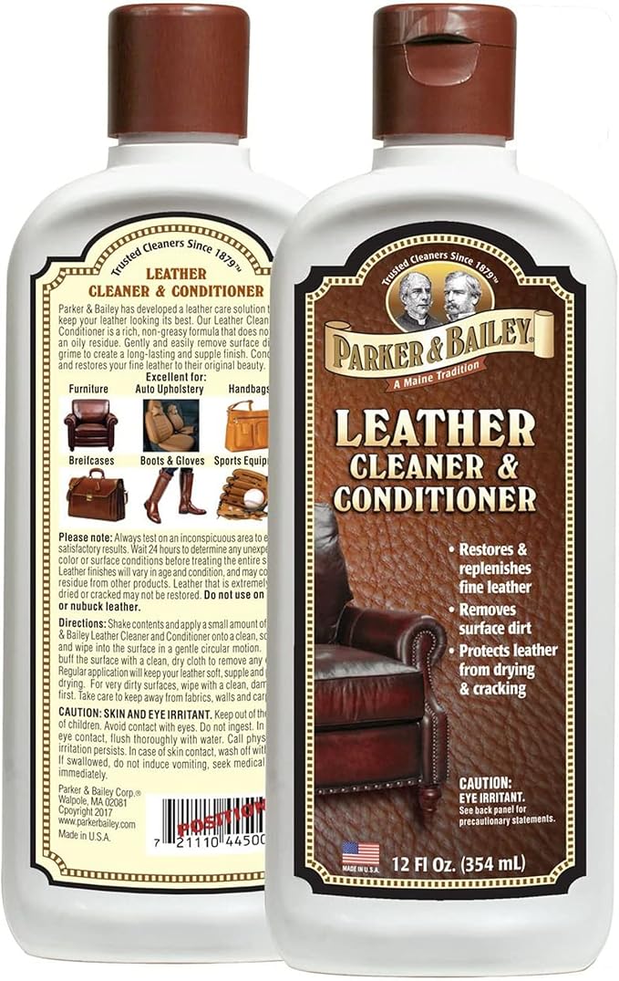 Parker & Bailey Leather Cleaner & Conditioner – Restores & Conditions, Cleaner For Upholstery or Car Interior, Car Seat Cleaner, Faux, Furniture, Handbags, Shoes & More 12oz