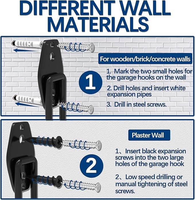 3-H Garage Wall Hooks 20 Pack,Garage Hooks Heavy Duty,Garage Storage Hooks for Hanging and Organizing Garden,Lawn,Yard Tools,Chairs,Ladders,Weed Eater,Shovel,Blower(Red)