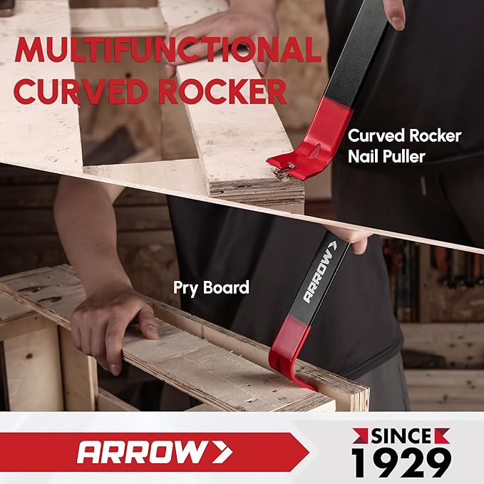 ARROW 12" Pry Bar & Nail Puller Heavy-Duty Carbon Steel, Flat Bar Crowbar with Rust-Resistant Forged Design - Multi-Purpose Tool for Prying, Lifting, Scraping (Pack of 2)