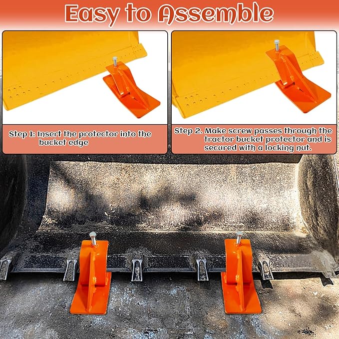 2 Pack Ski Edge Protector for Compact & Sub-Compact Tractor Bucket, 11.7" Steel Turf Tamer Attachment for Snow Removal & Gravel Spreading, Bolt-On Driveway Guard