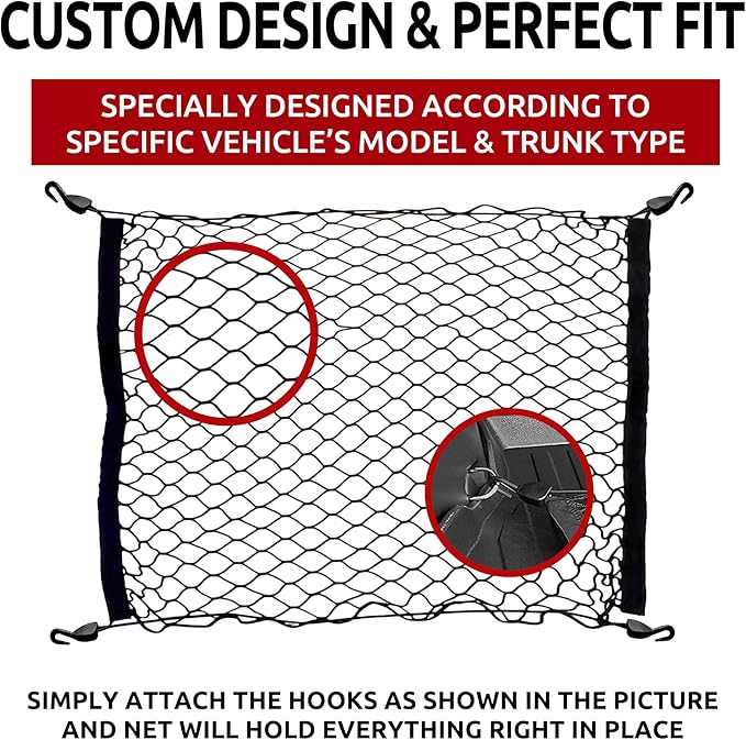 Rear Trunk Floor Style Mesh Cargo Net for Toyota RAV4 LE XLE 2019-2025 - Car Accessories - Premium Trunk Organizer and Storage - Cargo Net for SUV - Vehicle Carrier Organizer for Toyota RAV4