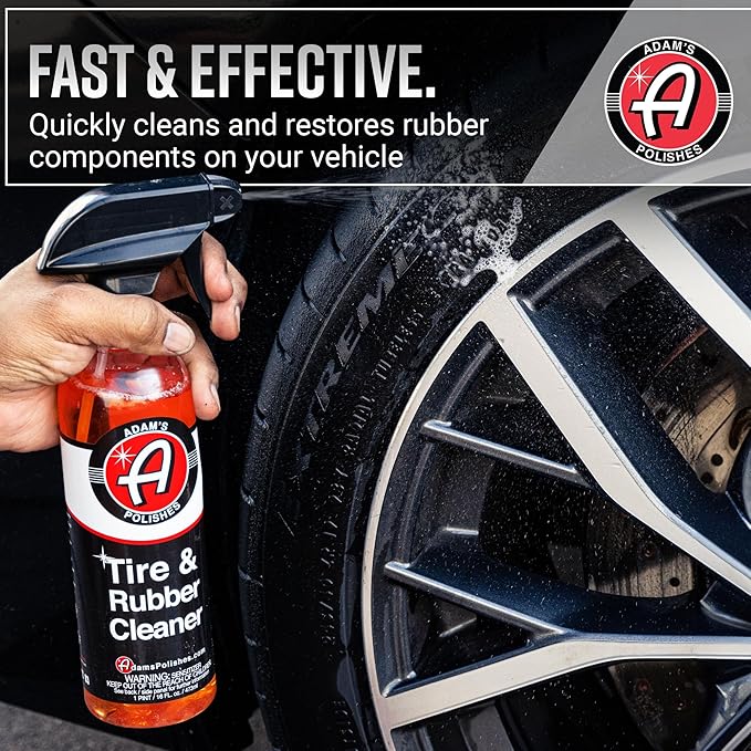Adam's Polishes Tire & Rubber Cleaner (16 oz) - Removes Discoloration From Tires Quickly - Works Great on Tires, Rubber & Plastic Trim and Rubber Floor Mats