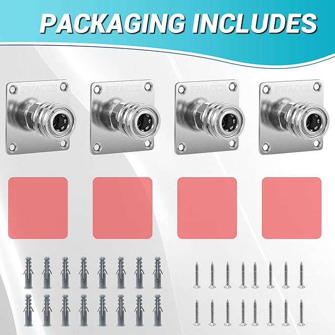 PWACCS Pressure Washer Foam Cannon Holder, 1/4" Quick Connect Automatic Foam Cannon Mount, Stainless Steel Pressure Washer Nozzle Tip Holder, Pressure Washer Accessories Storage Rack 4 Pack