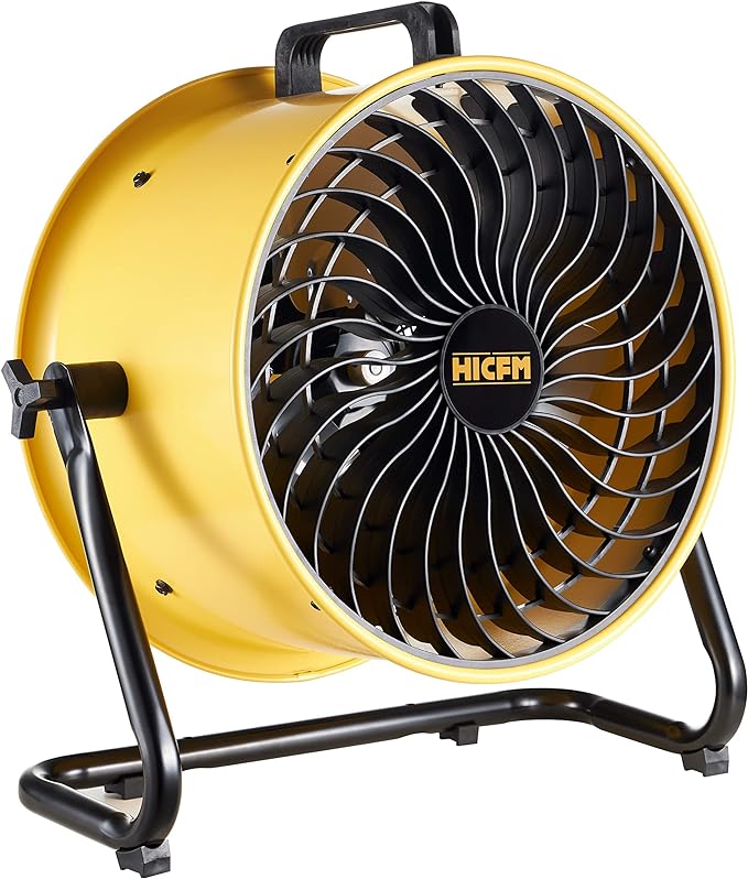 HiCFM 16" High-velocity Drum Air Circulator Fan 2800 CFM Large Airflow Turbo Shop Floor Fan with 360-degree Pivoting Head, 3-speed 1/4 HP Motor