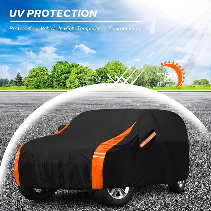 10-Layer Compatible with Jeep Wrangler Cover Waterproof 4 Door All Weather for Automobiles, Outdoor Full Exterior Soft Cotton Lining with Door Zipper, Fit for CJ YJ TJ JK JL