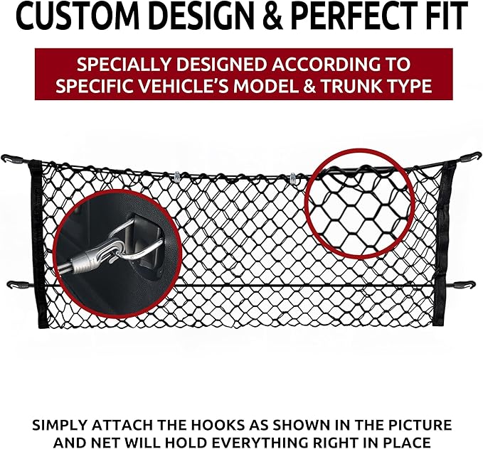 Envelope Style Trunk Mesh Cargo Net for Chevy Traverse 2018-2025 Car Accessories - Premium Trunk Organizers and Storage - Cargo Net for Truck - Best Carrier Organizer for Chevrolet Traverse
