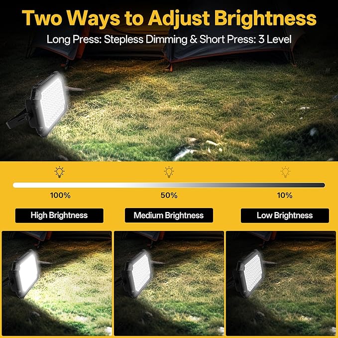 LED Work Light Rechargeable Outdoor, 13000mAh Work Flood Lights 10000LM with 4 Light Modes for Camp Essentials, IP65 Waterproof LED Lantern for Emergency, Power Outages, Car Repair, Tent