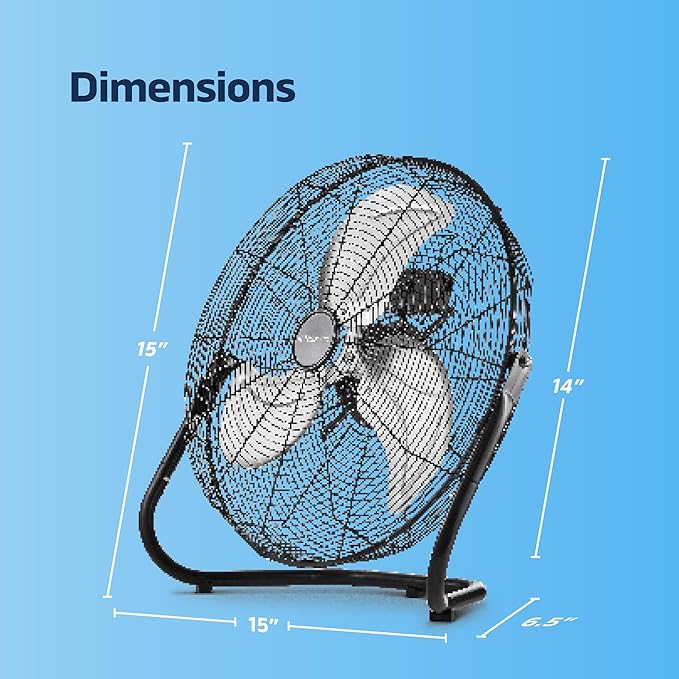 NEXAIR 3-Speed 12 In High-Velocity Heavy Duty Metal Industrial Floor Fan, 1650 CFM Powerful cooling fan for office, Commercial, Residential, and Greenhouse Use, with 180° Adjustable Vertical Tilt