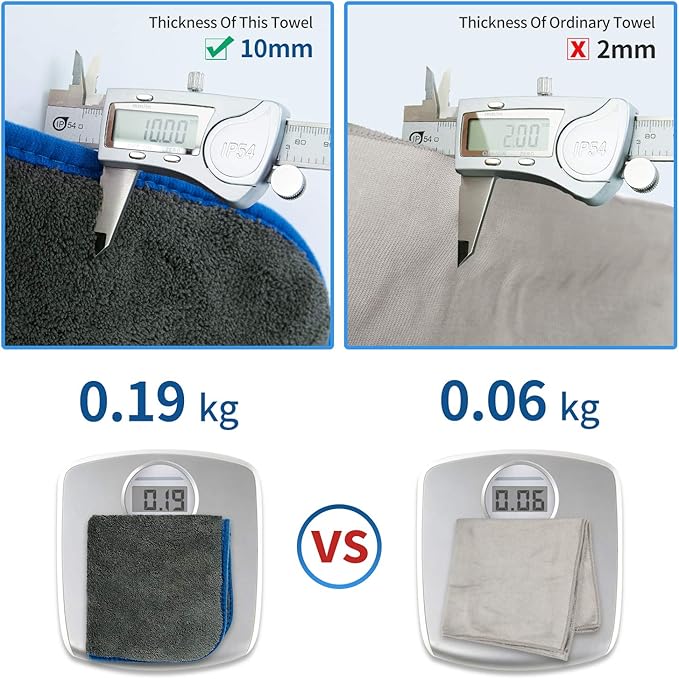 Microfiber Car Cleaning Cloths,1200 GSM Ultra Thick Microfiber Towels for Cars, Soft Car Drying Towel for Washing, Polishing and Auto Detailing 16'' x 16'' (3 Pack)