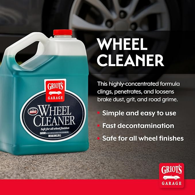 Griot's Garage Wheel Cleaner for All Finishes, Car Tire Rim Cleaning, Brake Dust and Grime Remover, PH Balanced, 11107, One Gallon