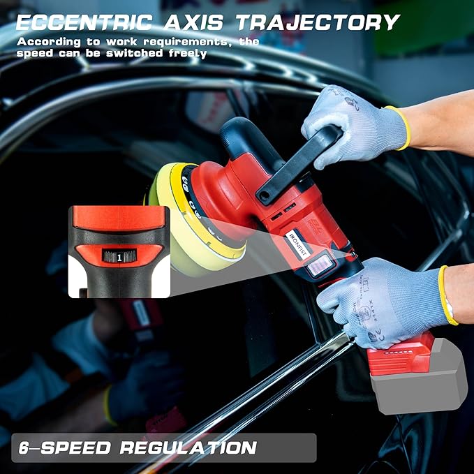 IRONFIST Cordless Orbital Polisher Compatible with Milwaukee M18 Battery, Car Polishing Waxer Machine 6inch work disk with brushless motor 6 speeds 750-6800RPM, (No Battery)