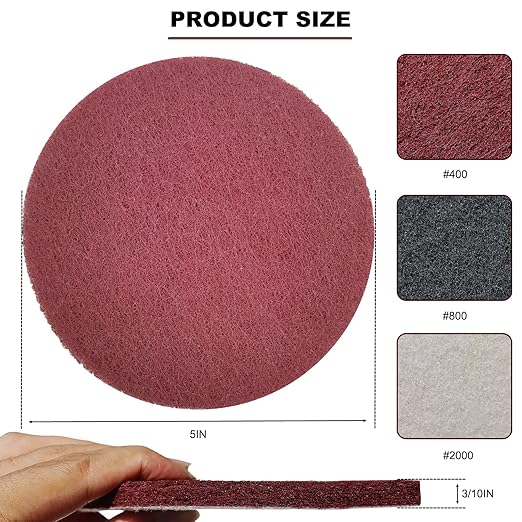15 Pack 5 Inch Hoop and Loop Multipurpose Scrubber Scouring Pads - Flocking Scuff Pads, Conditioning Discs Polishing Pads for Furniture Automotive Cleaning, Rust Removal