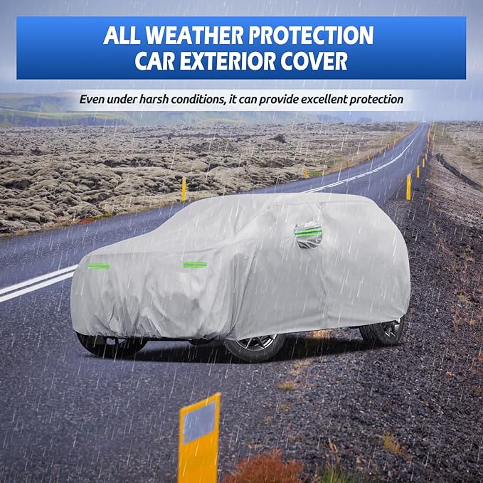 Car Cover Custom Fit for Jeep Grand Cherokee 2000-2026, Migaven Waterproof Full Exterior Cover Sun Rain Protection with Door Zipper and Cotton Lining, Silver