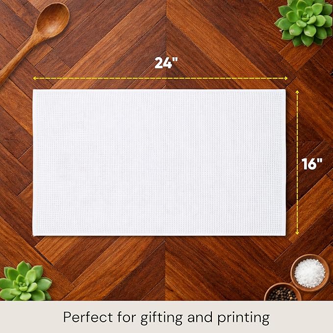 Microfiber Wholesale Sublimation Blanks Towels 16x24 - Premium Waffle Weave Microfiber Towels for Kitchen - Polyester Blanks for Kitchen or Craft Use - Bulk Pack of 156