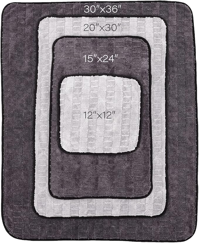 The Rag Company Gauntlet Car Drying Towel - 70/30 Korean Microfiber, Dries Faster Without Scratching, 900gsm, 30x36 inches, Ice Grey/Grey, Pack of 2