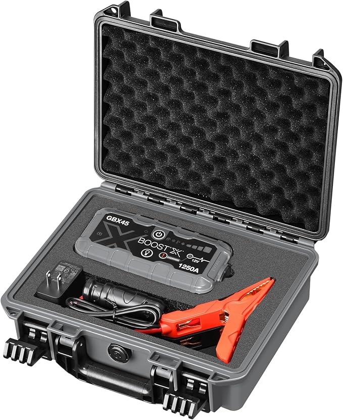 Case for NOCO Boost X GBX45 – Waterproof Hard Shell Carrying Case with Custom Pre-Cut Foam, Shockproof Protective Travel Box Compatible with NOCO Boost X GBX45 UltraSafe Jump Starter (Case Only)