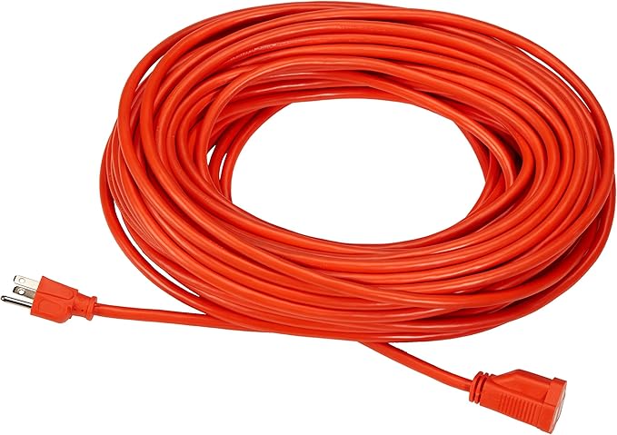 Amazon Basics 100 foot 3-Prong Vinyl Indoor/Outdoor Extension Cord - 10 Amps, 1250 Watts, 125 VAC - Orange