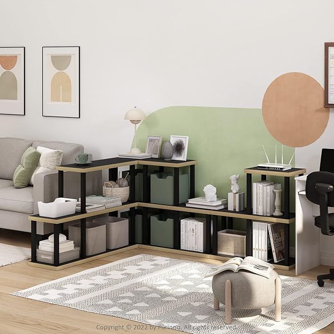 Furinno Turn-N-Tube No Tools Decorative Display Shelf, 5-Cube, Americano/Black