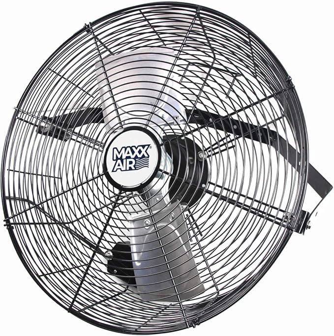 Maxx Air Wall Mount Fan | 18" Commercial Grade Fan for, Garages, Shop, Barns and Patios for Outdoor Use | Easy Operation and Powerful 1,450 CFM | Industrial Wall Mount