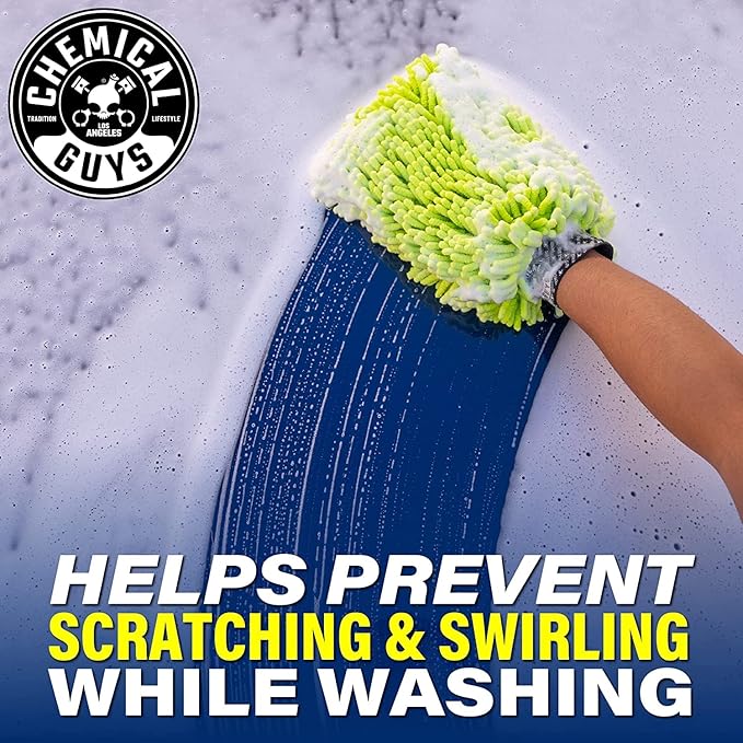Chemical Guys CWS_101M Car Wash Starter Bundle - Maxi-Suds II Foaming Car Wash Soap, 128 oz (1 Gallon), Cherry Scent + Green Chenille Wash Mitt (2 Items) Works on Cars, Trucks, SUVs, RVs & More
