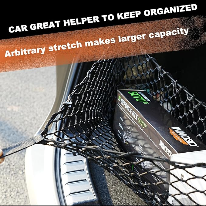 Envelope Style Cargo Net Compatible with Toyota Tundra New Upgraded 2026, 2025 2024 2023 2022 2021 2020 2019 2018 2017 2016 2015 2014-2007 Trunk Car Rear Tailgate Touring Netting