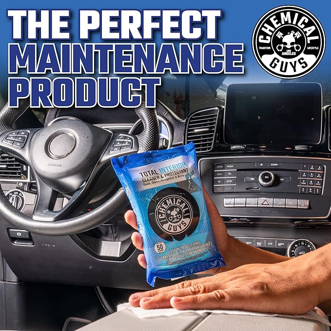 Chemical Guys PMWSPI22050 Total Interior Cleaner & Protectant Wipes Mega 100 Pack, Safe for Cars, Trucks, SUVs, Jeeps, Motorcycles, RVs & More ( 50 Ct)