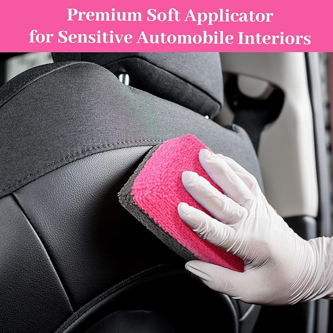 Mudder 24 Pcs 3.5 x 1.5 x 1.5 Inch Car Wax Applicator Pad Rectangular Microfiber Pads Sponge Ceramic Coating Applicator Car Foam Cleaning (Pink and Gray)