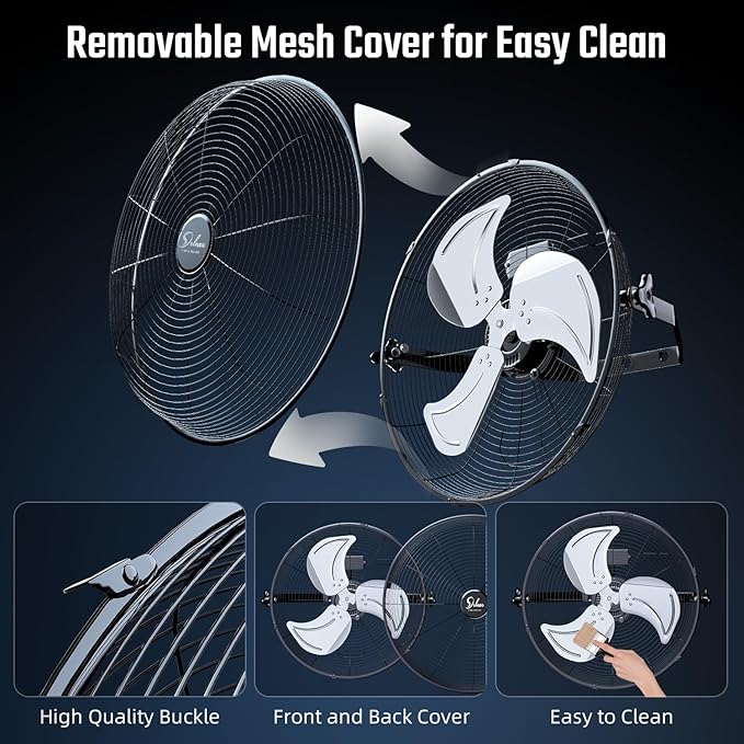 Simple Deluxe 20 Inch High Velocity 3 Speed, Black Wall-Mount Fan for Warehouse, Greenhouse, Workshop, Patio, Factory and Basement
