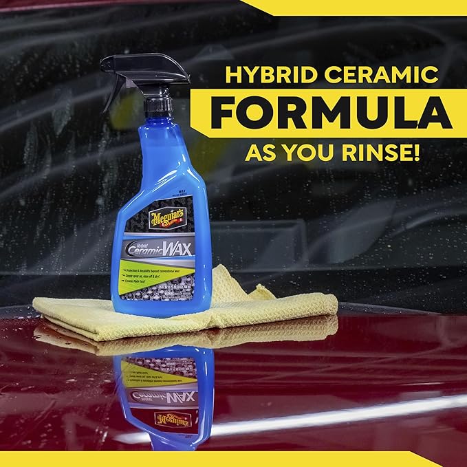 Meguiar's Hybrid Ceramic Wax Spray, 6 Pack (6 x 26 oz Bottles = 156 oz Total), SiO2 Hybrid Ceramic Car Wax for Exterior Paint, Spray On Rinse Off Protection with Extreme Water Beading