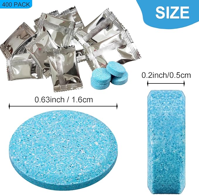 Beieverluck 400 Pieces Car Windshield Washer Fluid Concentrated Tablets Solid Windshield Effervescent Wiper Tablet for Car Room Kitchen Window Glass Cleaning