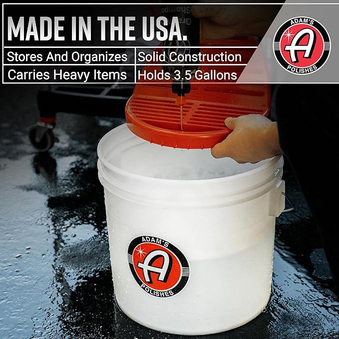 Adam's Polishes Wash Bucket (3.5 Gallon Bucket + Grit Guard) - Car Detailing Tool for Car Washing & Garage Storage | Stores Car Wash Soap, Foam Cannon, Foam Gun, Microfiber Towels & More