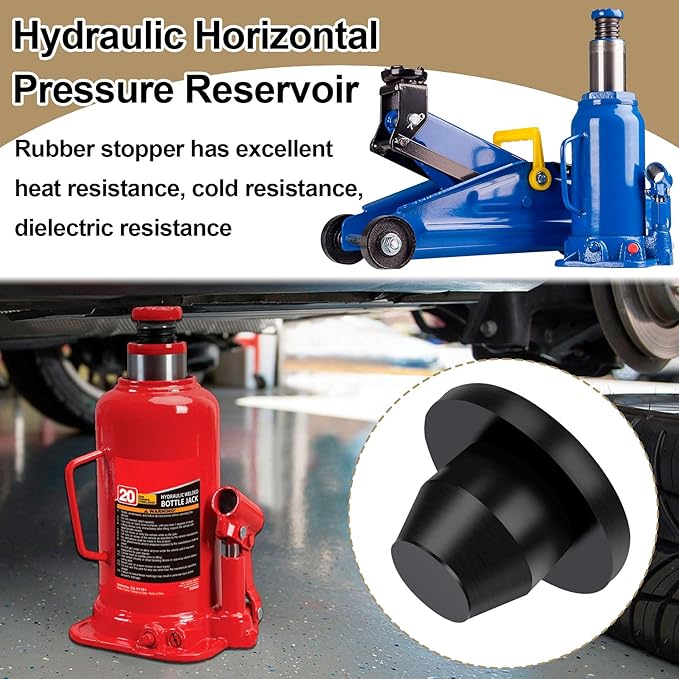 16pcs Hydraulic Jack Oil Filler Plug, Conical Floor Jack Plug, Universal Bottle Jack Accessories, Flat Head Rubber Jack Filler Bung for Oil Reservoir Filler Hole