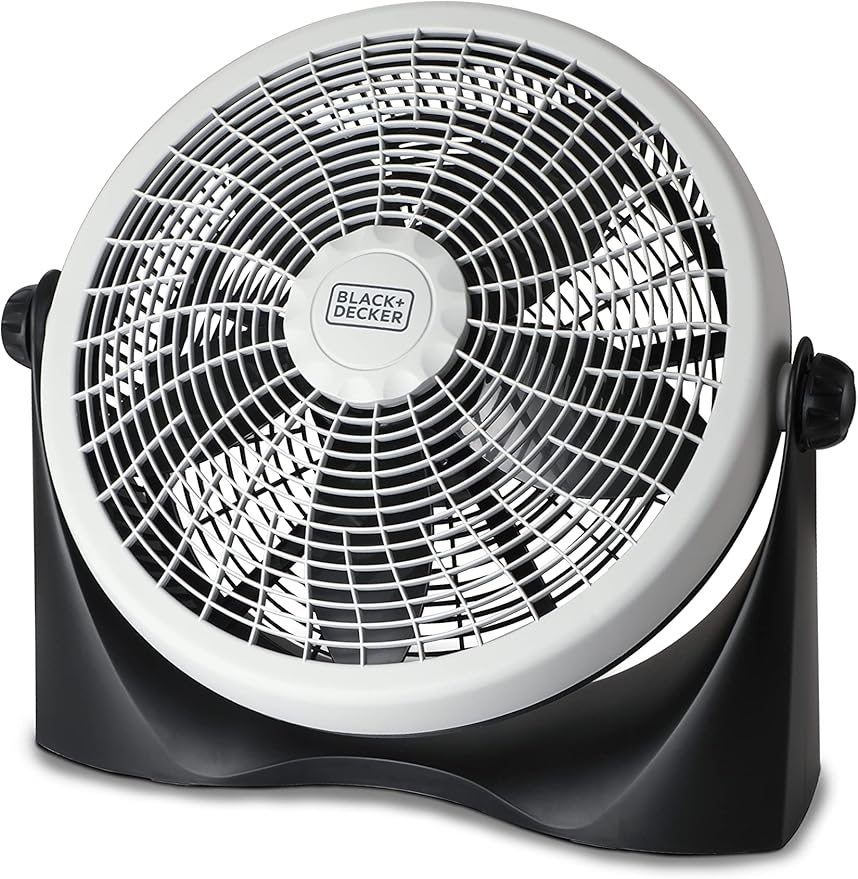 BLACK+DECKER High Velocity Floor Fan, 15.6" Diameter Freestanding Fan, 5 Plastic Blades, 3-Speeds, 90-Degree Tilt Adjustment, For Use In Bedroom, Home or Office, 5.5 lbs., Gray/Black, BFF16B