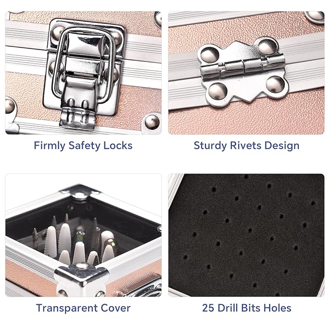 Nail Drill Bits Box Container 25 Hole Professional Nail Sander Storage Box Nail Art Tools Storage Container Nail Art Tools for Nail Art Sander Drill Bits Display Container (Aurora)