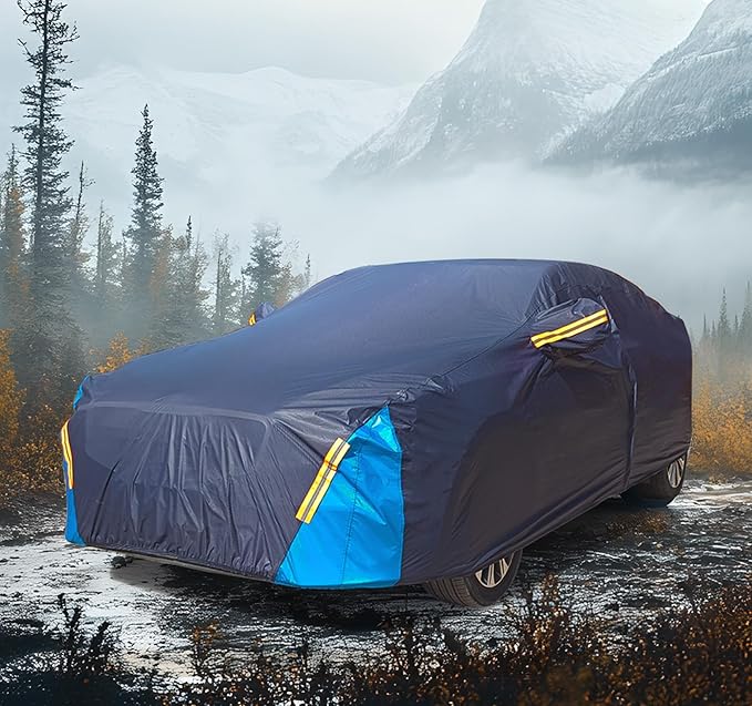 Car Cover Waterproof All Weather, 6 Layers Outdoor Full Exterior Cover Rain Sun UV Snowproof Protection with Zipper Cotton, Mirror Pocket for Honda CR-V