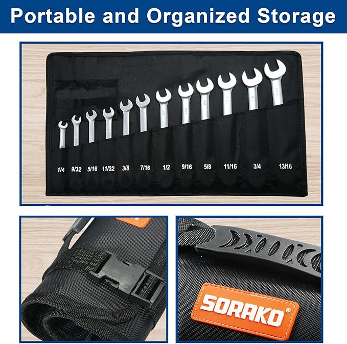 SORAKO Ratcheting Combination Wrench Cr-V Steel (12-Pcs)
