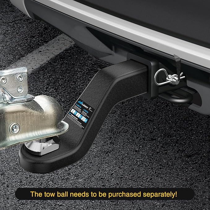 Nilight Forged Trailer Hitch Mount Fits 2 Inch Receiver Square 5/8" Hitch Pin Clip 17000 lbs 4" Drop, 1-1/4” Hole, Gloss Black Powder Coat
