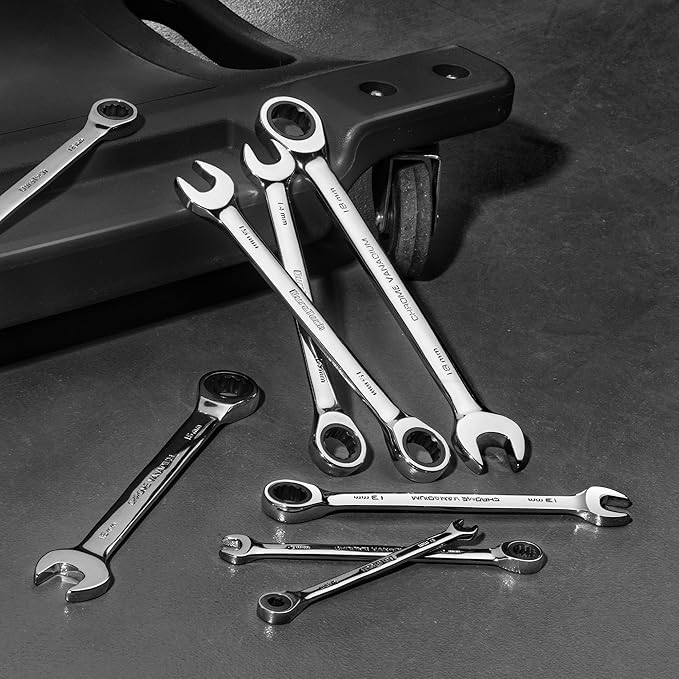 DURATECH 12mm Ratcheting Combination Wrench, Metric, 72-Tooth, 12-Point, CR-V Constructed with Mirror Polish