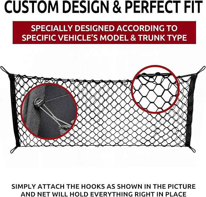 Envelope Style Trunk Cargo Net for Hyundai Sonata Limited SE GLS 2011-2024