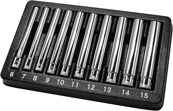 Astro Tools 4111 10PC 1/4" Drive Extra Deep Metric Socket Set 6-15mm