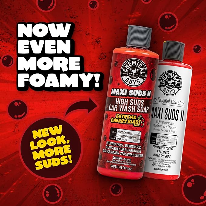 Chemical Guys CWS_101_16 Maxi-Suds II Foaming Car Wash Soap (Works with Foam Cannons, Foam Guns or Bucket Washes) Safe for Cars, Trucks, Motorcycles, RVs & More, 16 fl oz, Cherry Scent